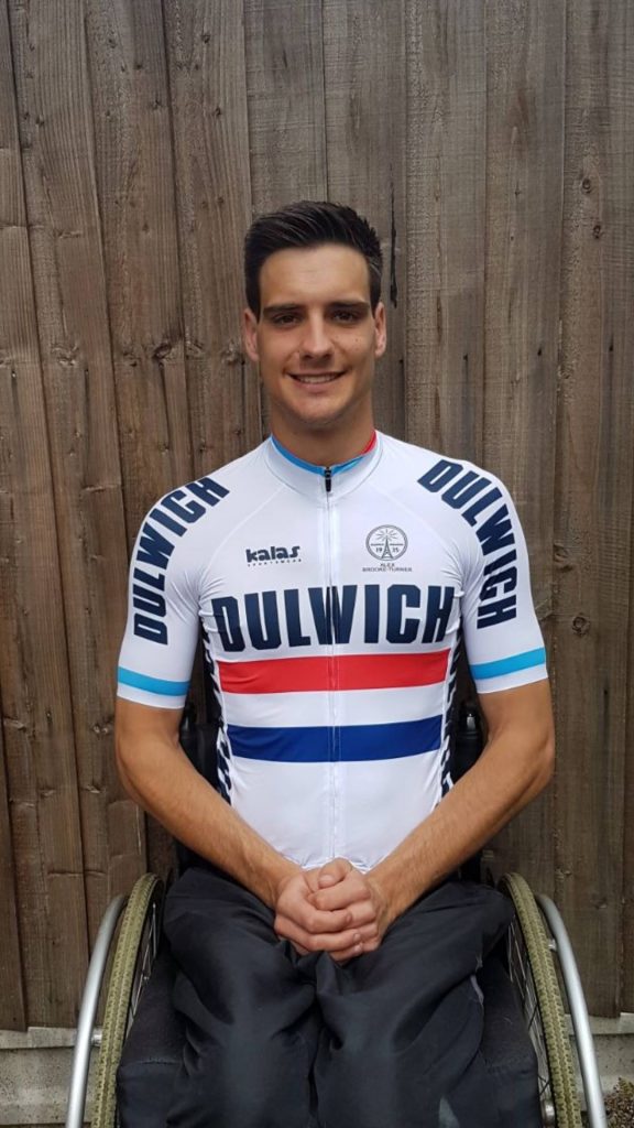 alex wheelchair user in cycling jersey
