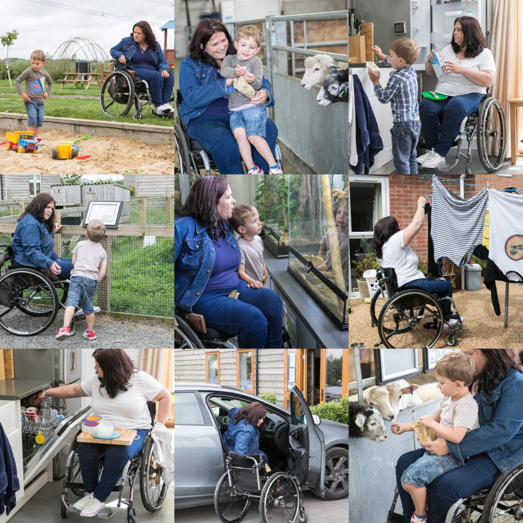 collage of photos of carol barraclough from spinal injuries association
