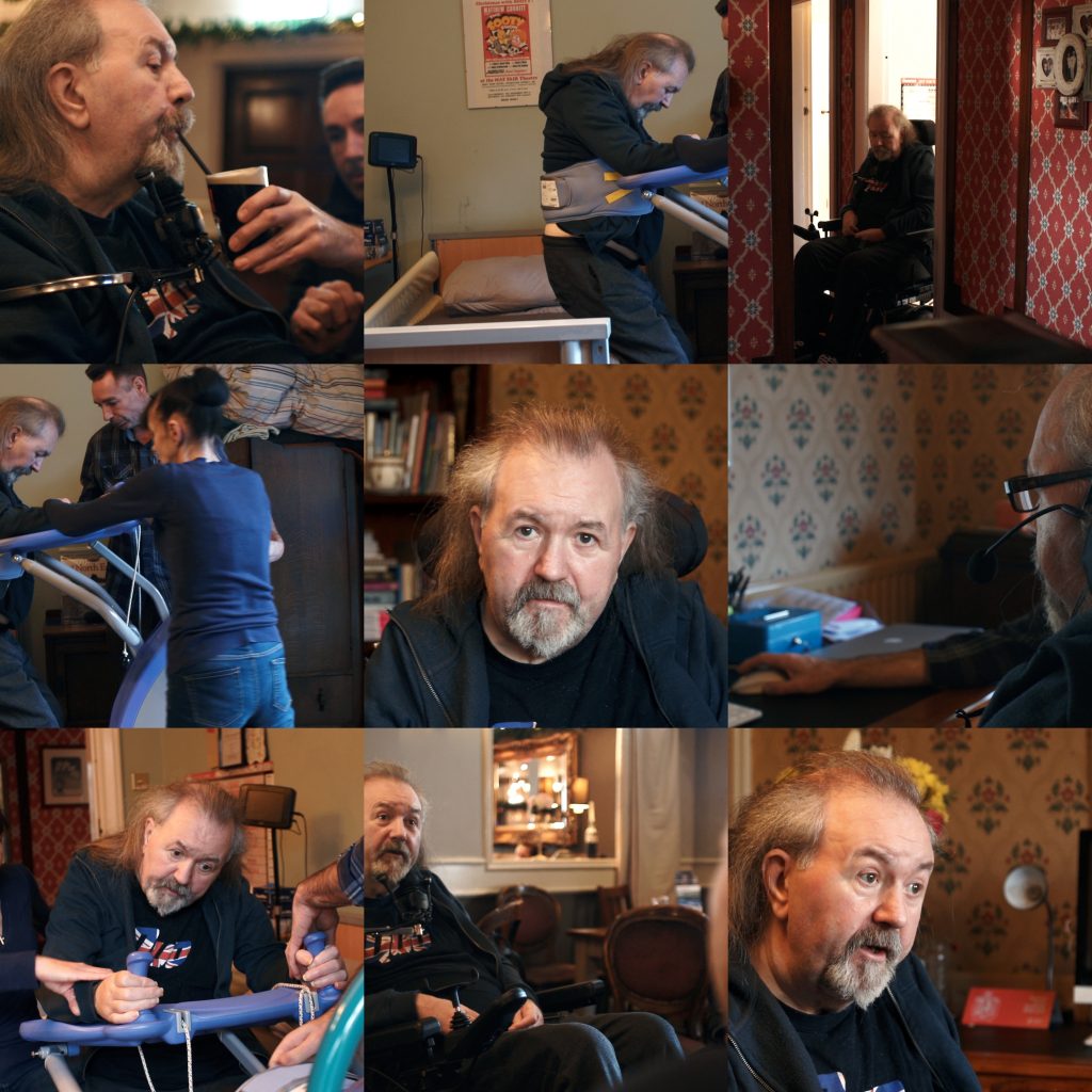 collage of peter smith spinal cord injured patient at home