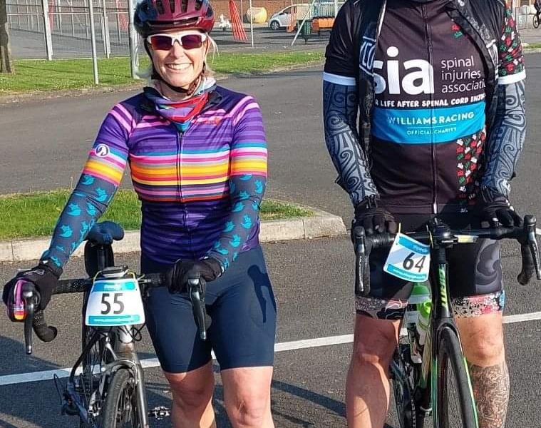 Male and female cyclists on the challenge.