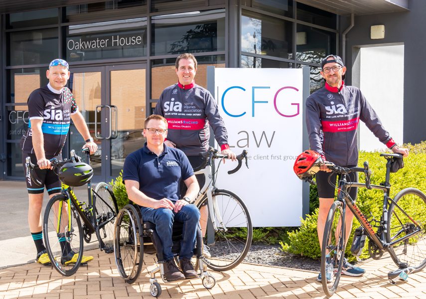 SIA Overseas Cycle Challenge team photo with Richard Clark, David Hilton and Chris Baxendale from CFG Law 2