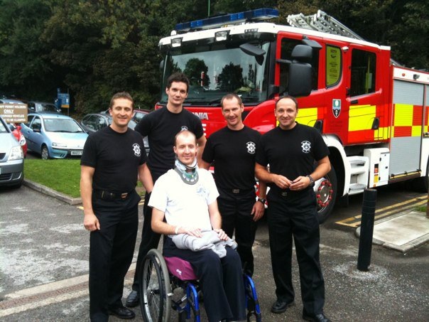 Gavin Walker returns to fire station after spinal injury