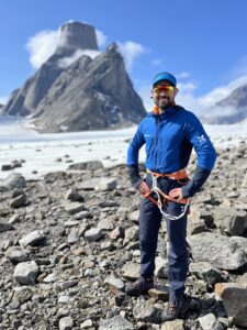 Niall McCann at base of Mount Asgard