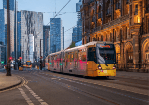 Tram travel Manchester stock
