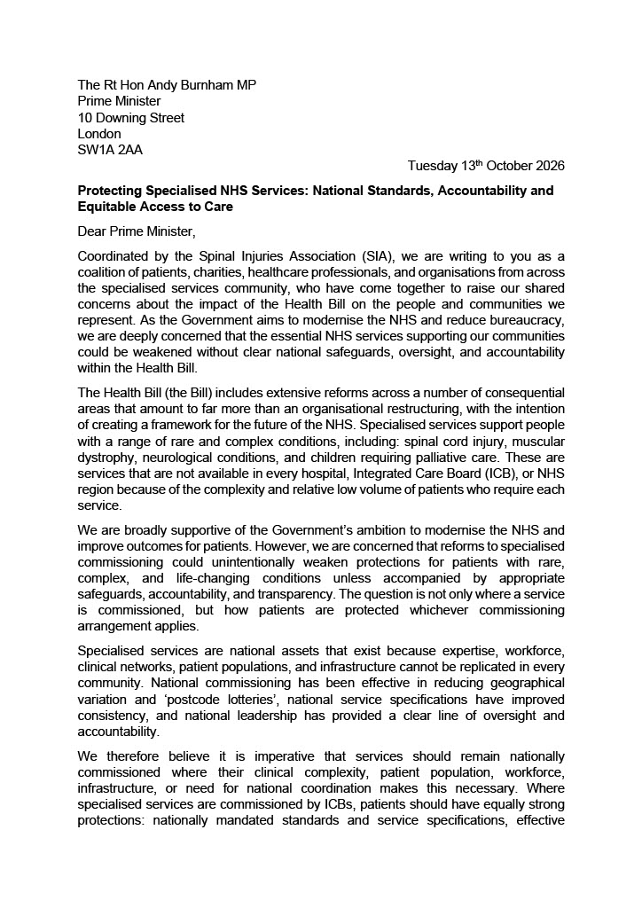 Page one of the letter to the PM links to download of the full letter